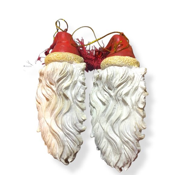 Vintage Old World Santa Claus St. Nikolas Ornaments x 2 White Long Beard 6" Long - Picture 2 of 6
